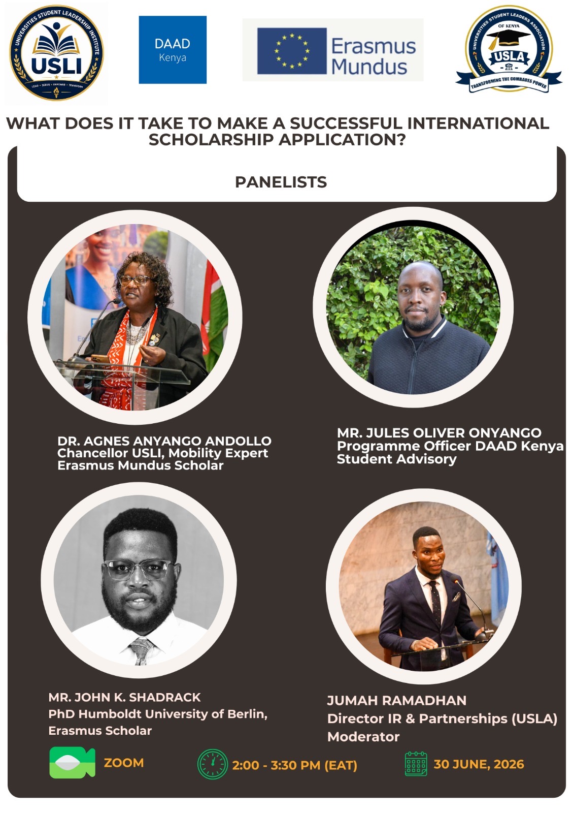 *What Does it Take to Make a Successful International Scholarship Application?* USLA/USLI in Partnership with *DAAD Kenya 🇩🇪 and Erasmus Scholars 🇪🇺